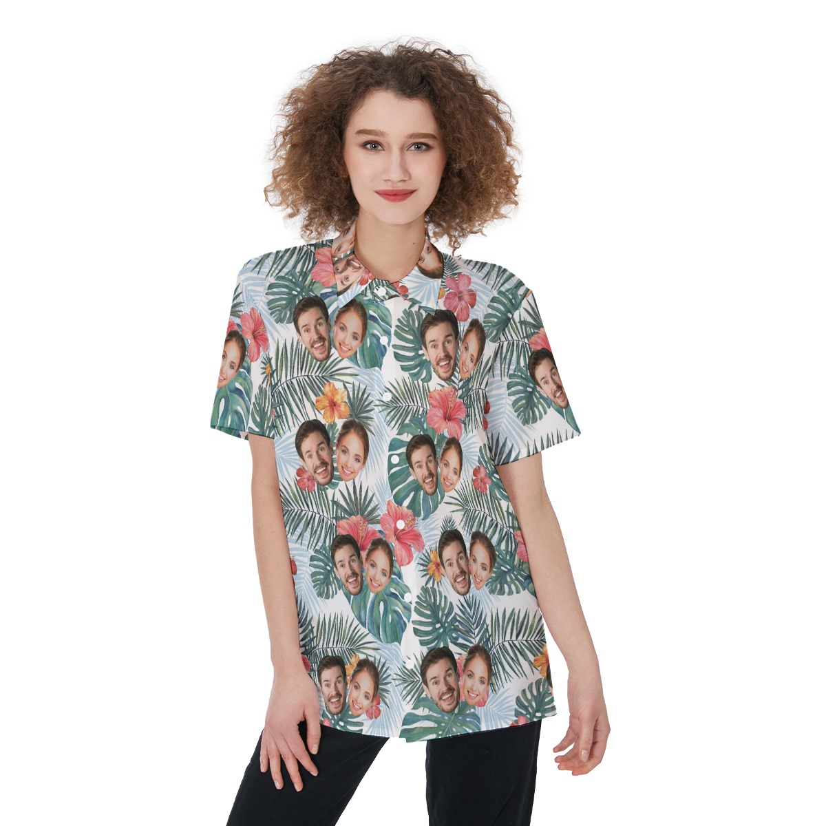 Funny Custom Face Hawaiian Shirt For Couples - variant image 1