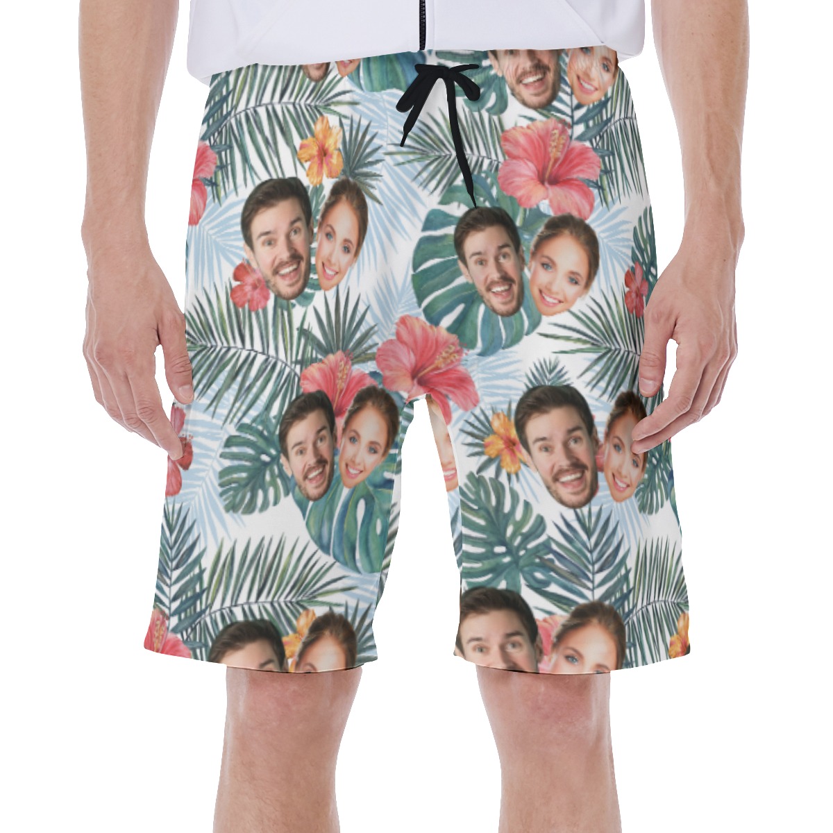 Floral Custom Face Beach Shorts For Men - variant image 1