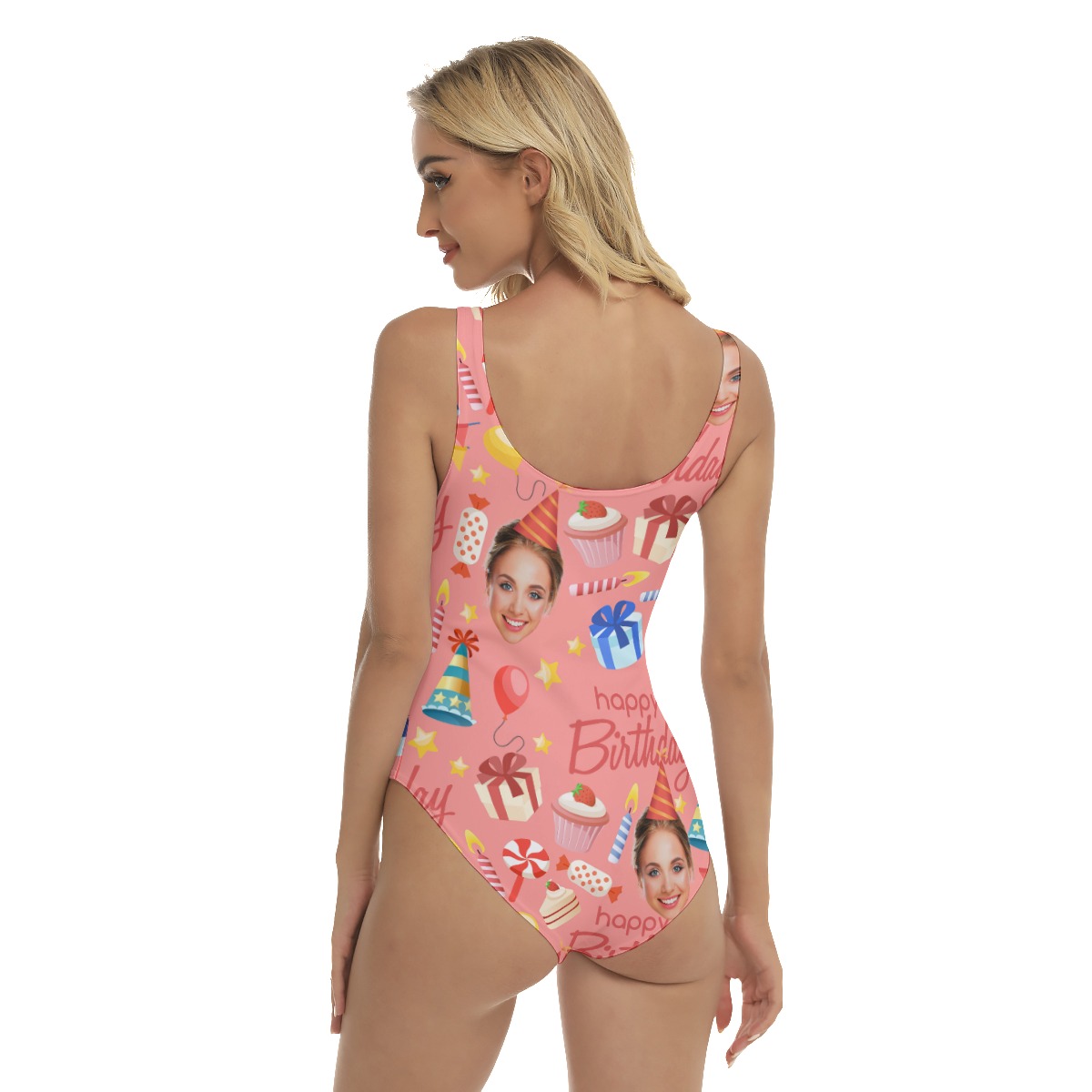 Custom Face Happy Birthday Women's Hawaiian One Piece Swimsuit