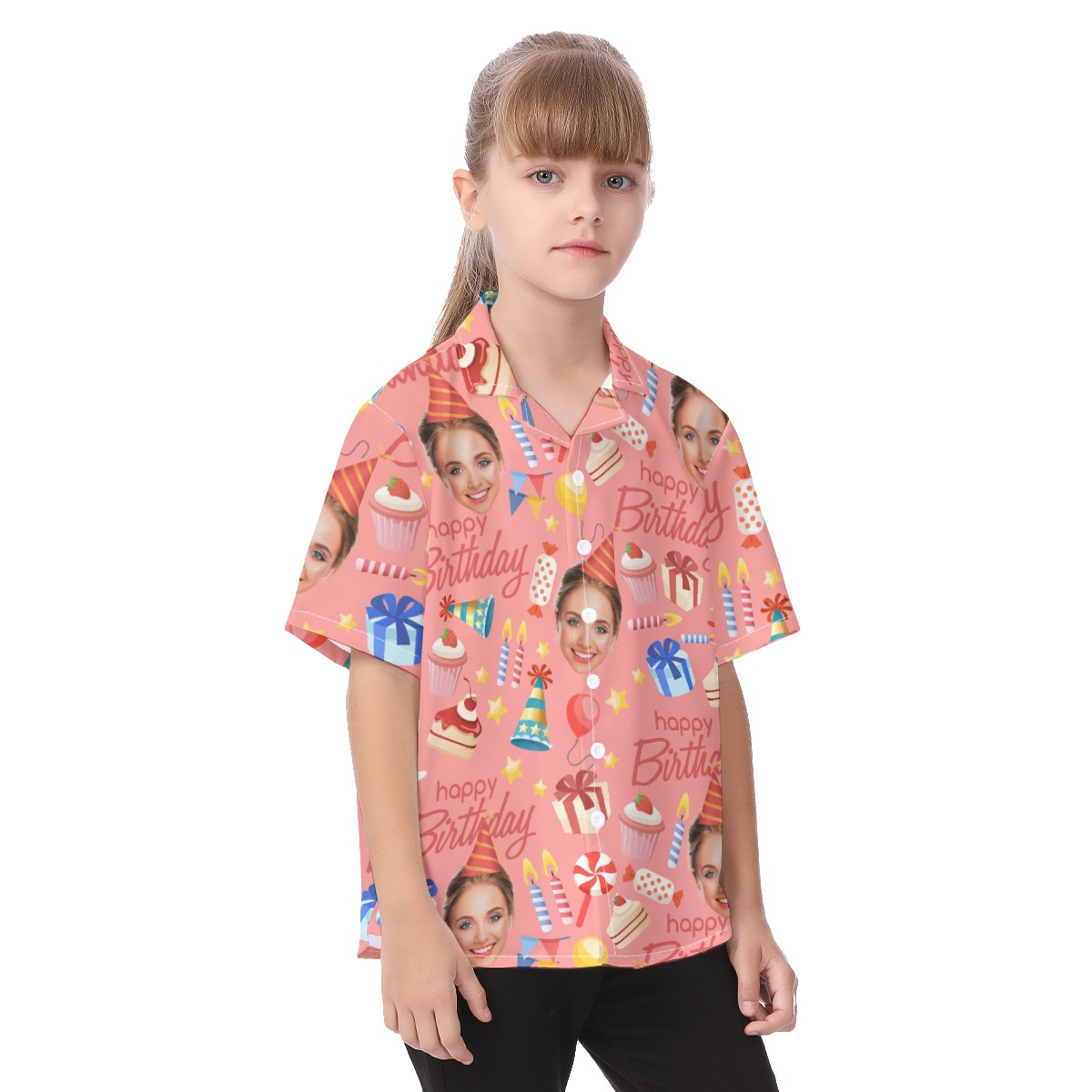 Funny Custom Face Happy Birthday Kid's Hawaiian Shirt