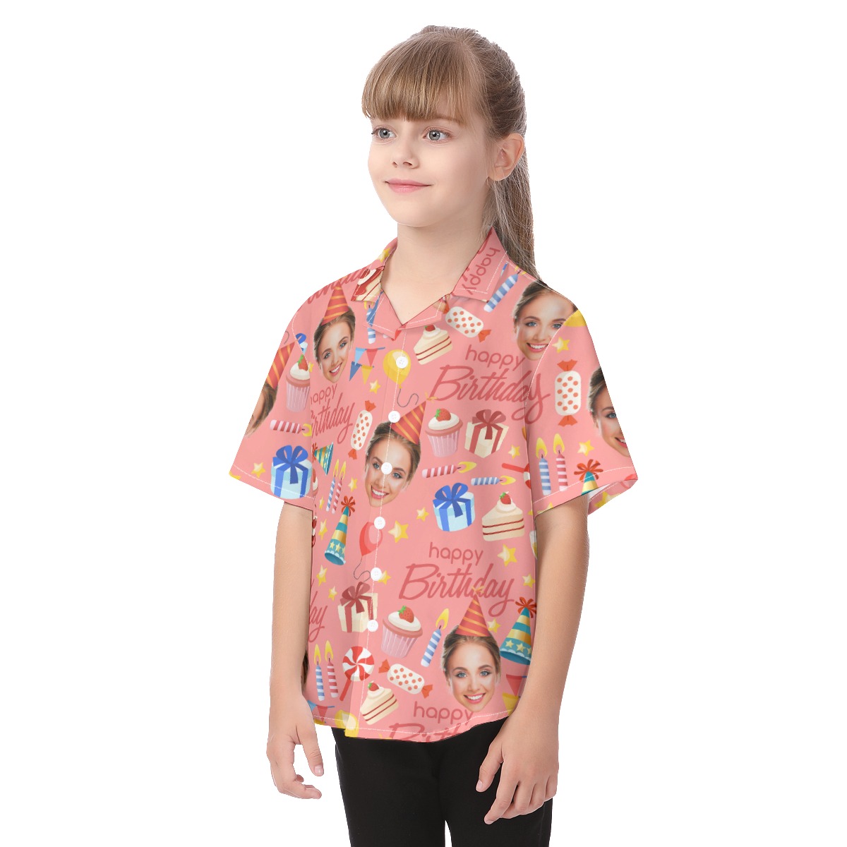 Funny Custom Face Happy Birthday Kid's Hawaiian Shirt