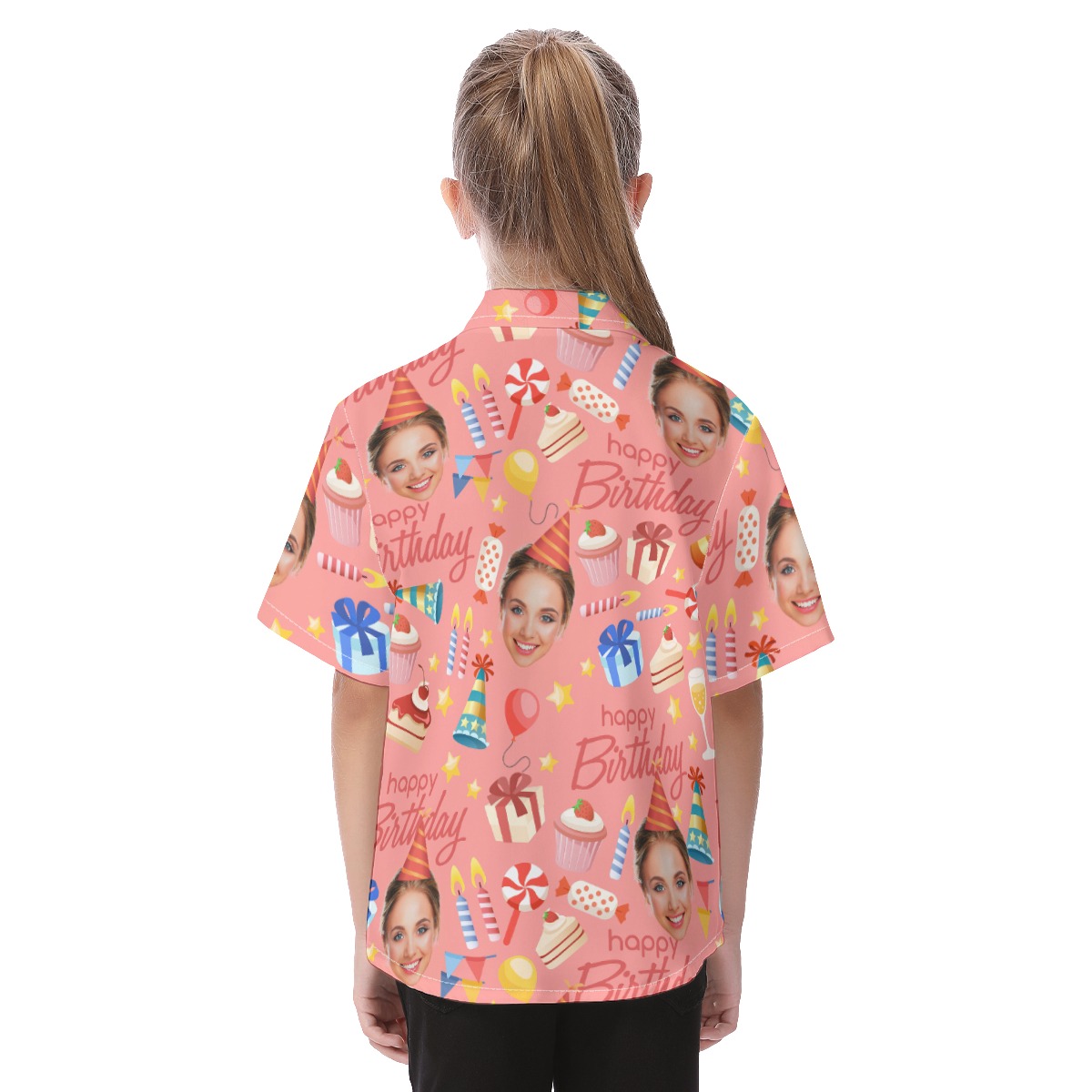 Funny Custom Face Happy Birthday Kid's Hawaiian Shirt