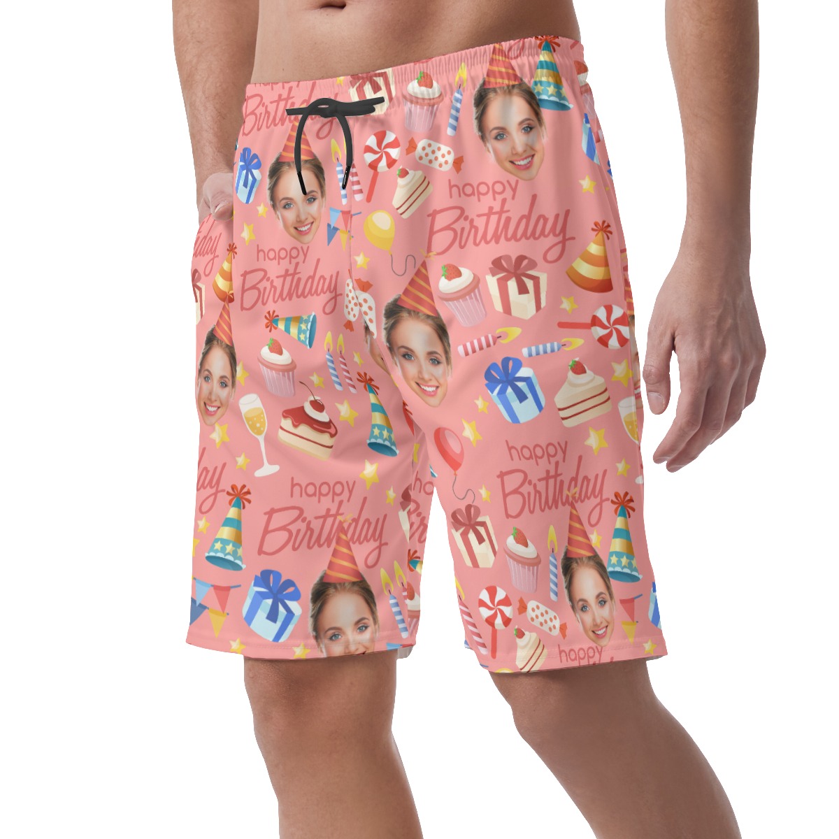 Men's Custom Face Birthday Hawaiian Shorts For Men