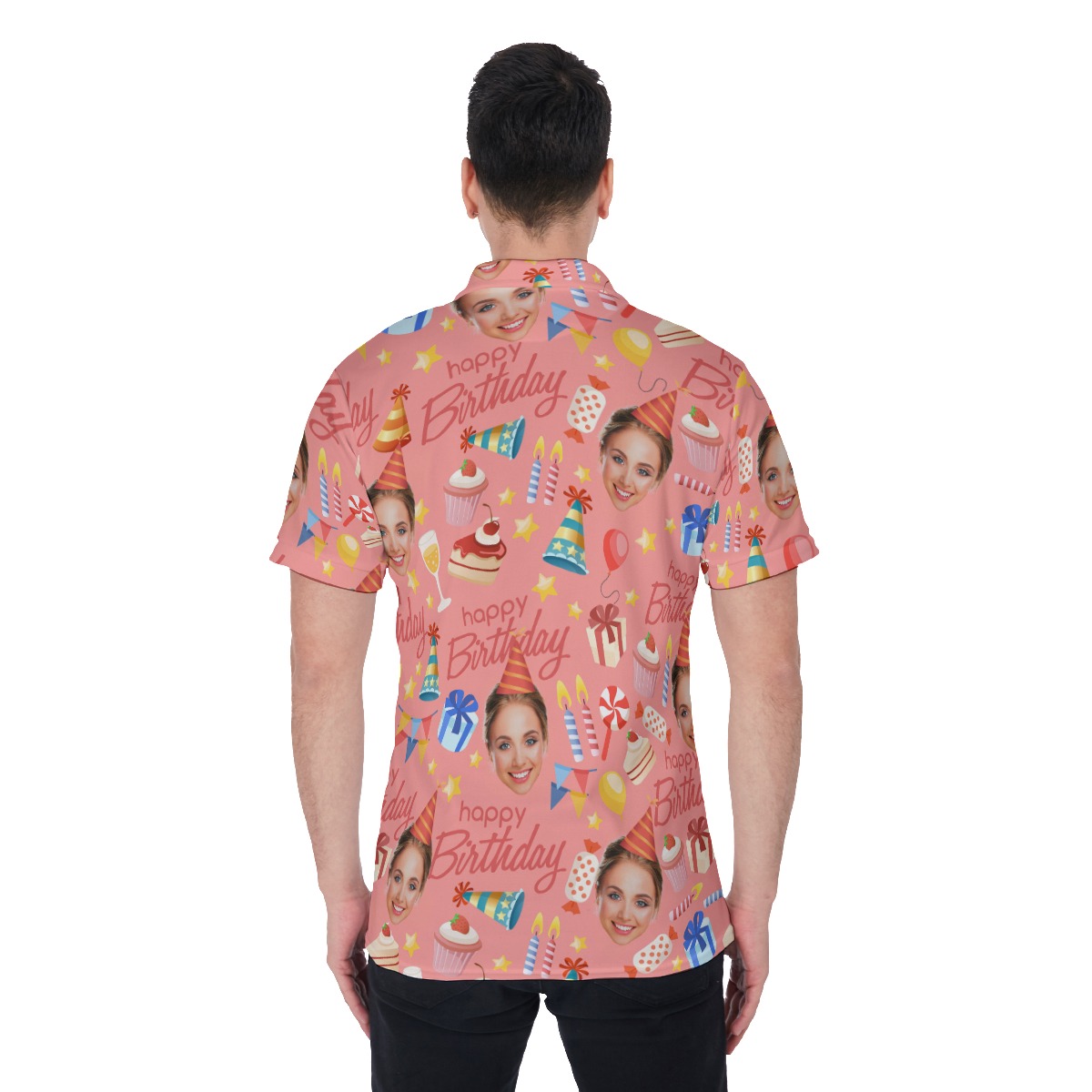 Custom Face Birthday Hawaiian Polo Shirt For Men