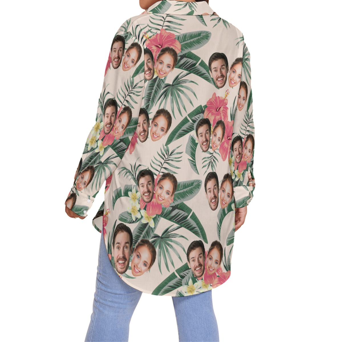 Custom 2 Face Women's Hawaiian Shirt Plus Size