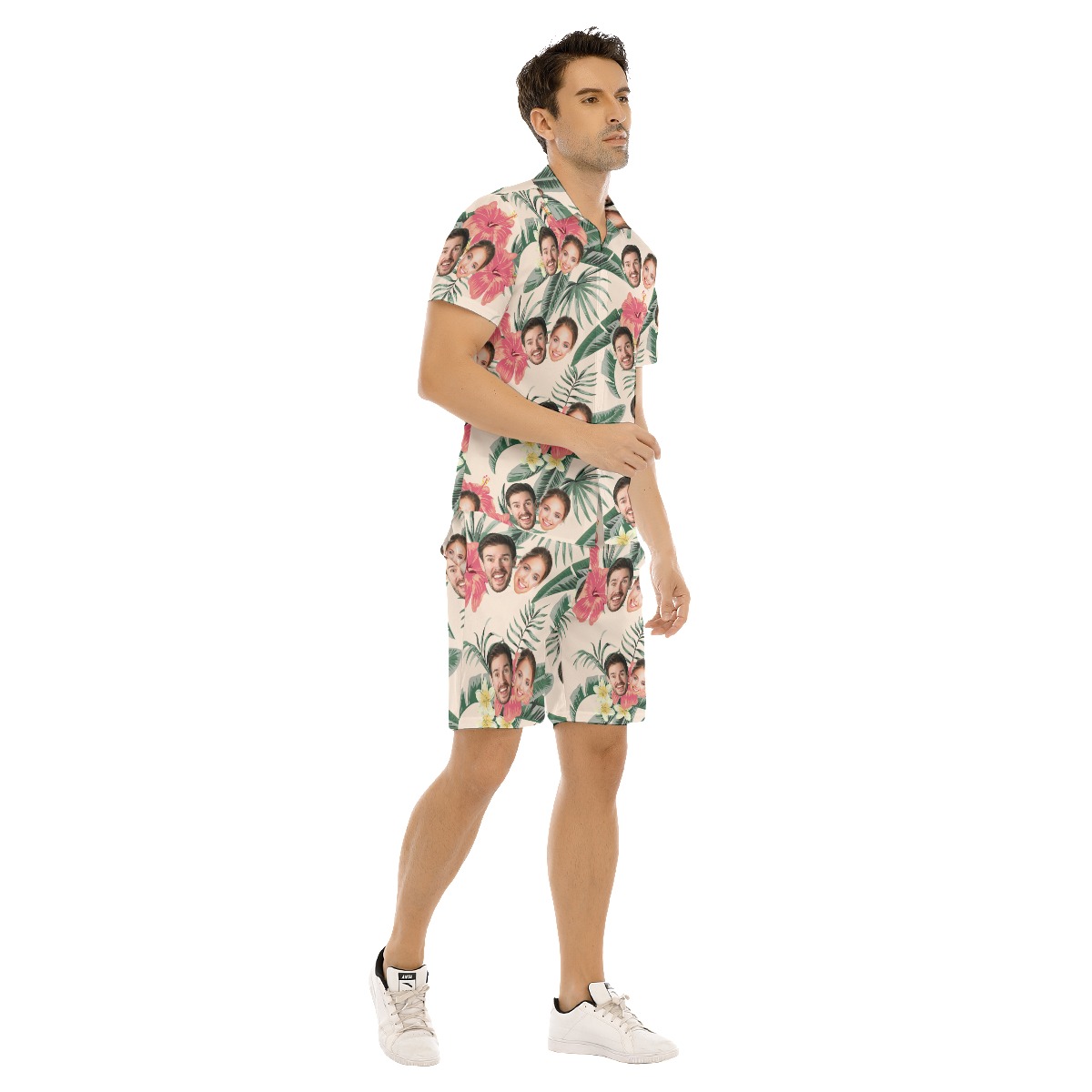 Unique Couple Faces Hawaiian Shirt And Shorts For Men