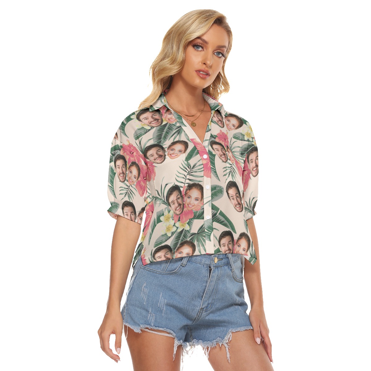 Custom 2 Face Women's Tropical Crop Top