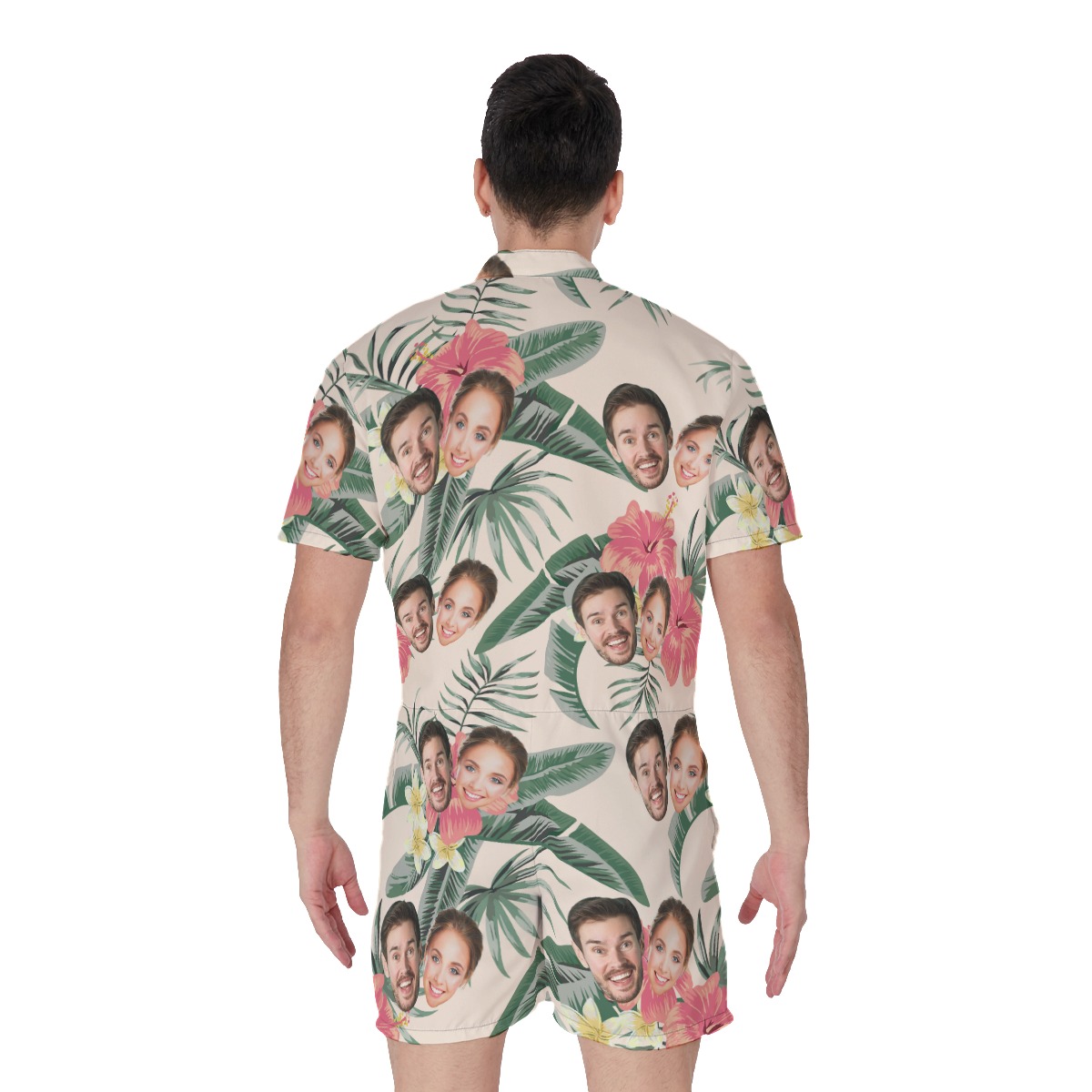 Unique Couple Faces Hawaiian Men's Romper