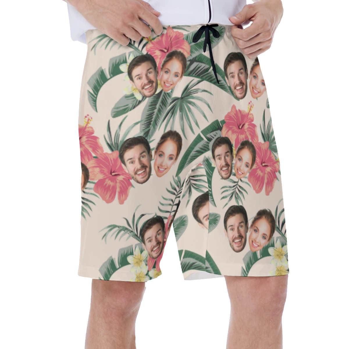 Cool Couple Faces Hawaiian Swim Trunks For Men