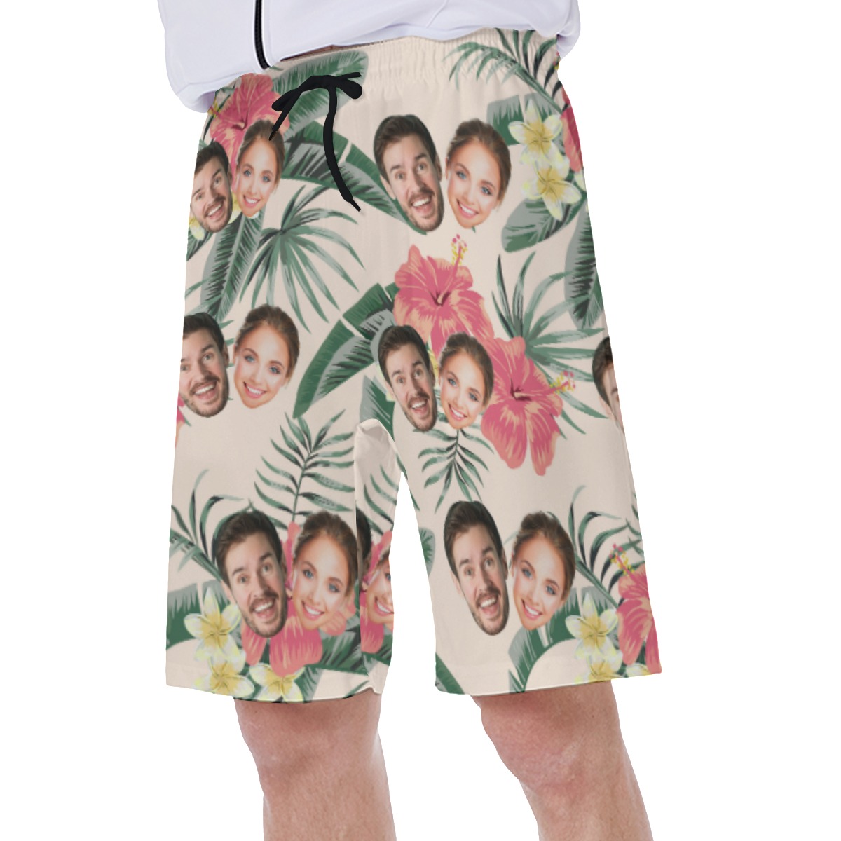 Cool Couple Faces Hawaiian Swim Trunks For Men