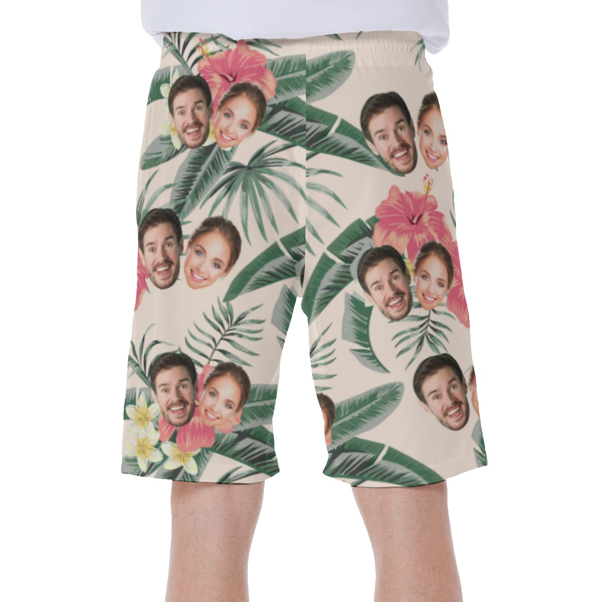 Cool Couple Faces Hawaiian Swim Trunks For Men