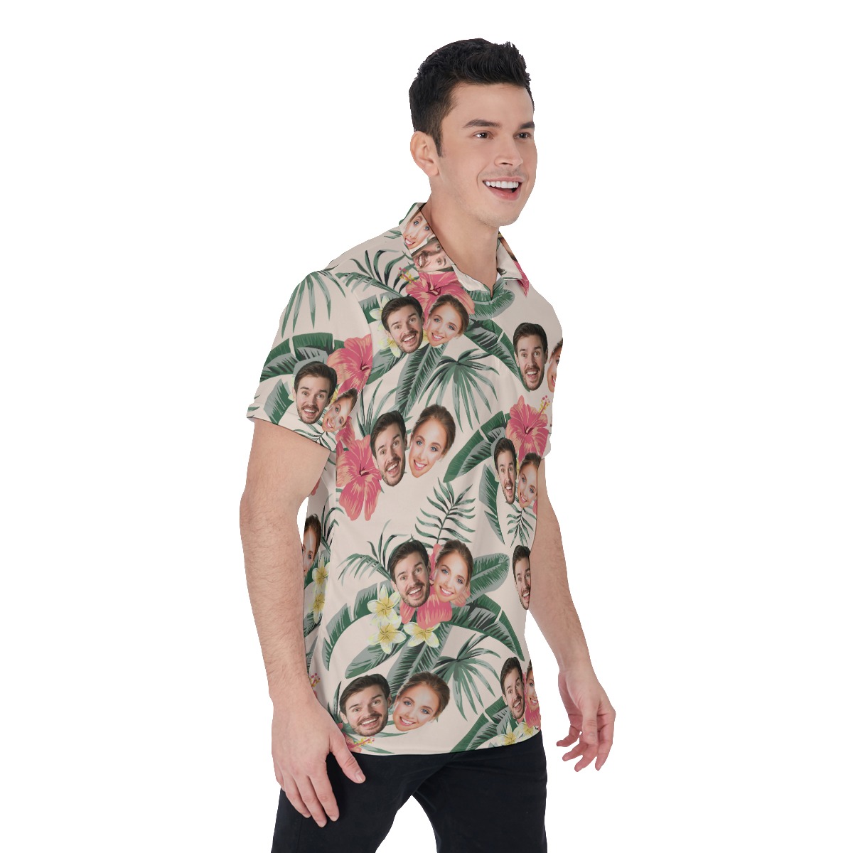 Unique Custom Face Tropical Polo Shirt For Men