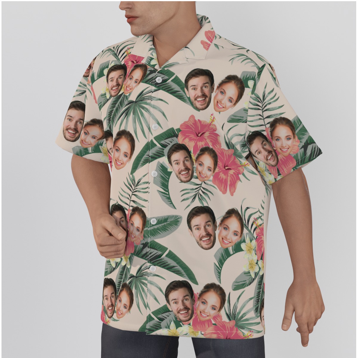 Unique Custom Face Hawaiian Button Up Shirt