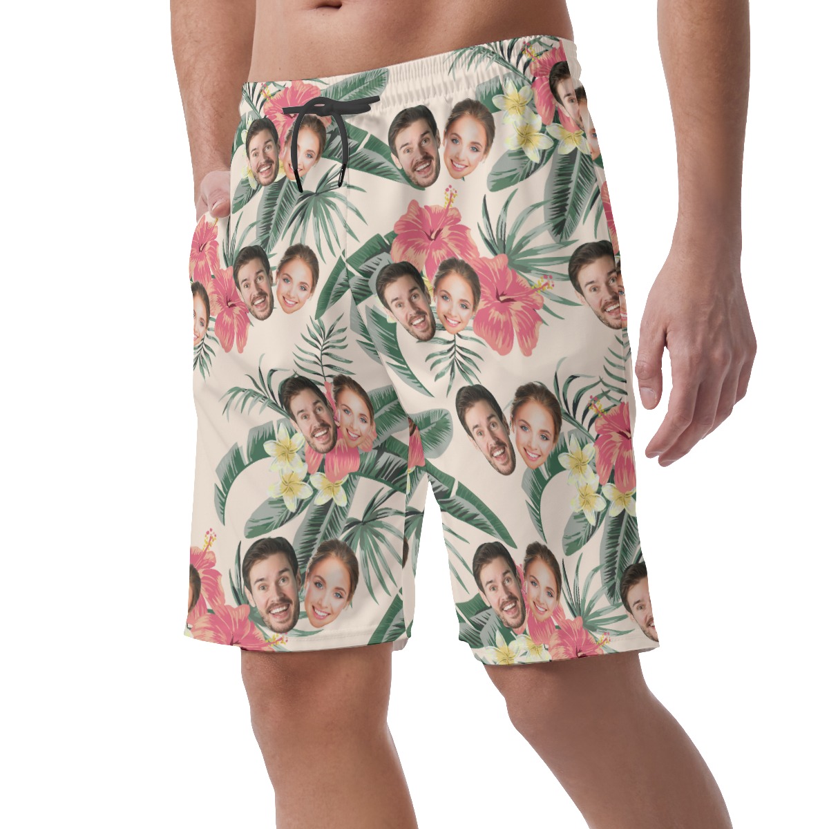 Funny Couple Faces Hawaiian Beach Shorts