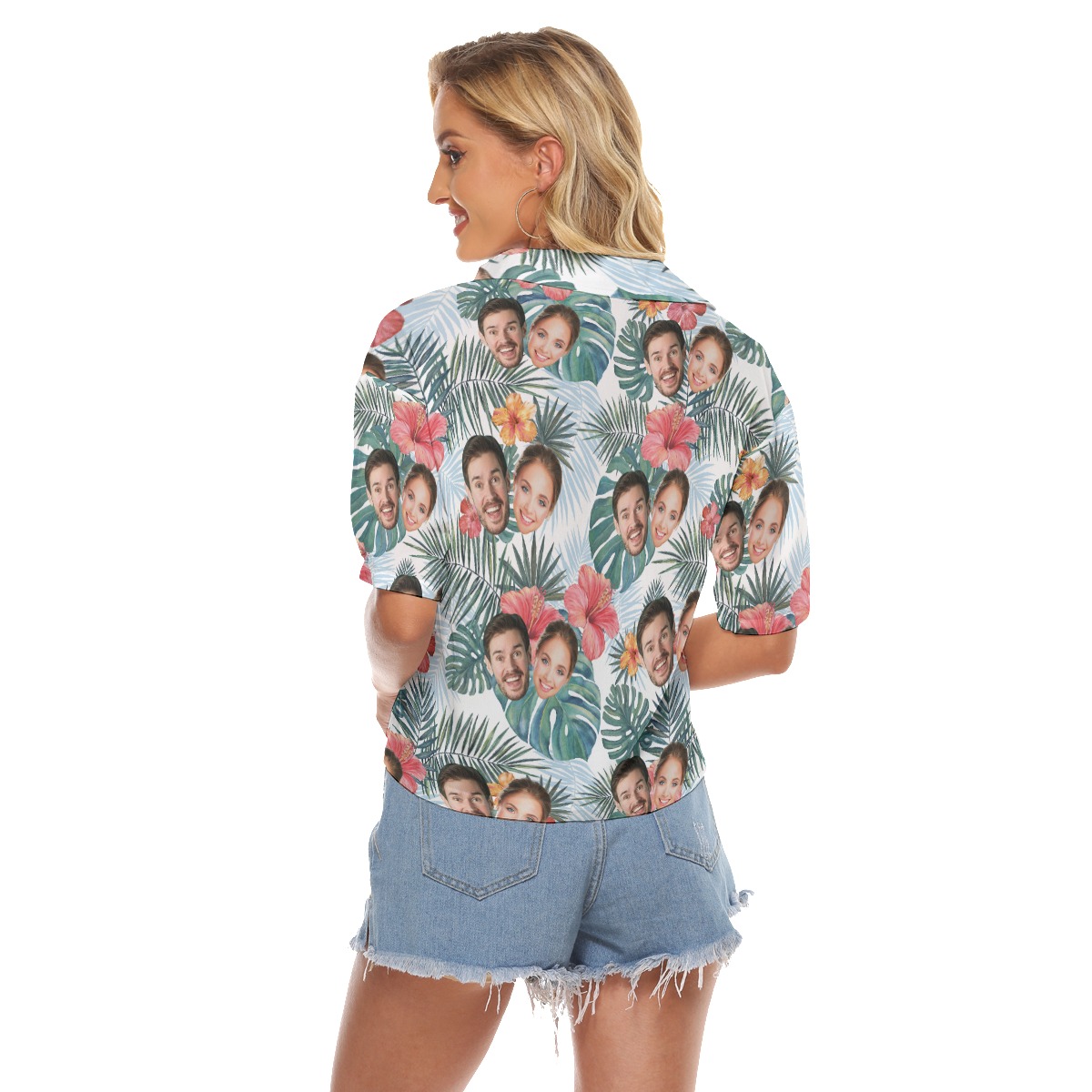 Custom Hawaiian Crop Top With Multiple Faces