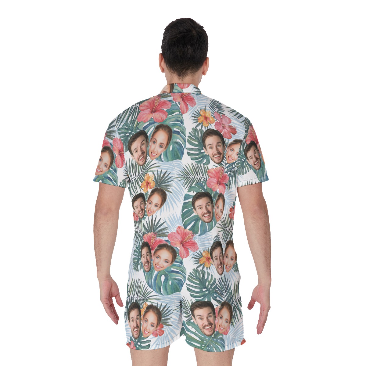 Custom Men's Hawaiian Romper With Multiple Faces