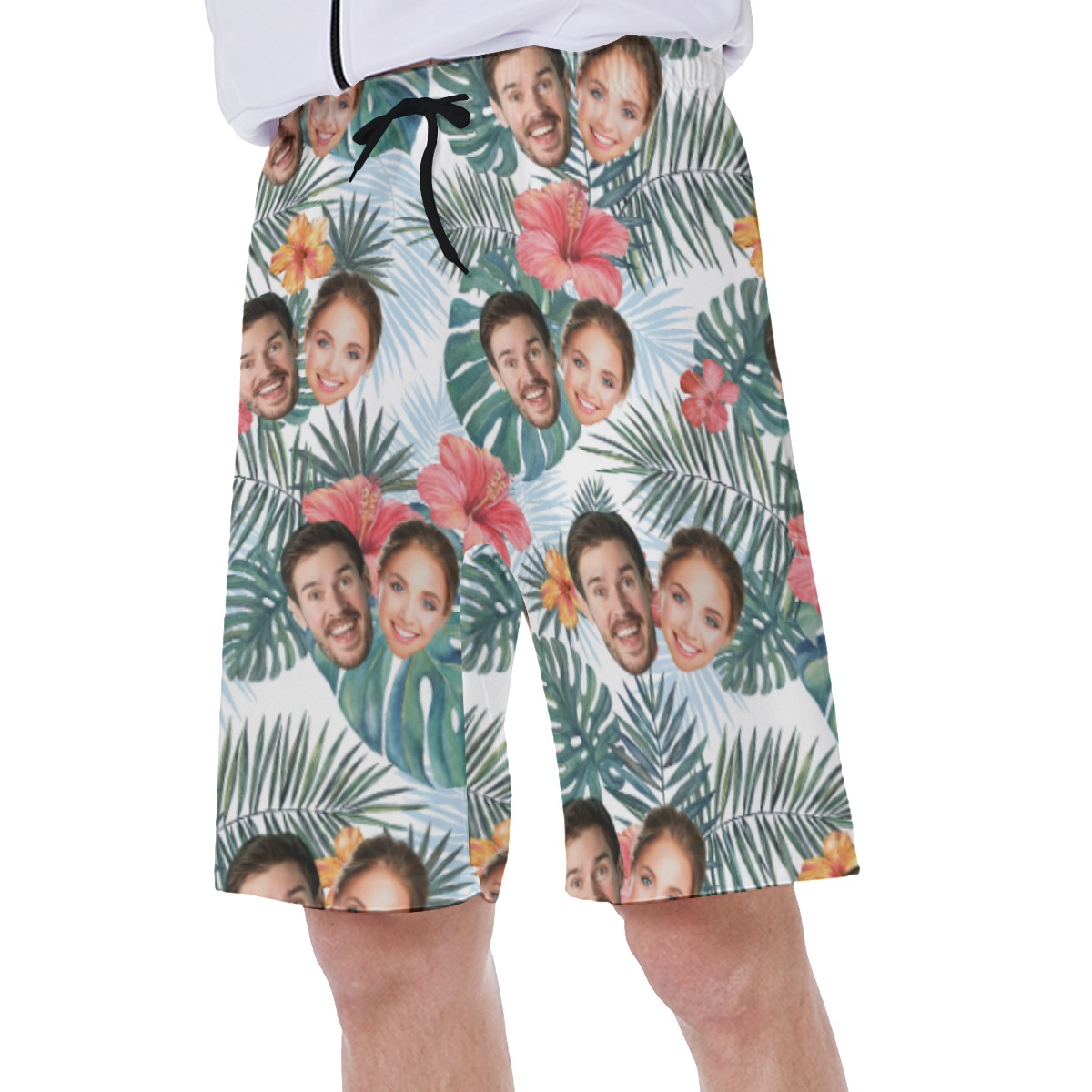 Floral Custom Face Beach Shorts For Men