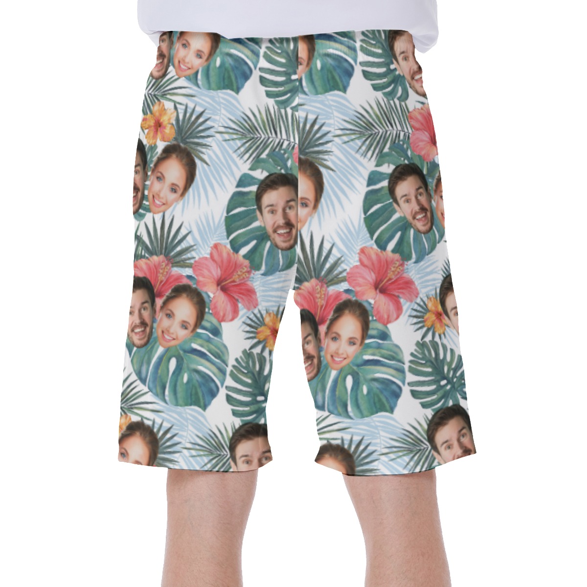 Floral Custom Face Beach Shorts For Men