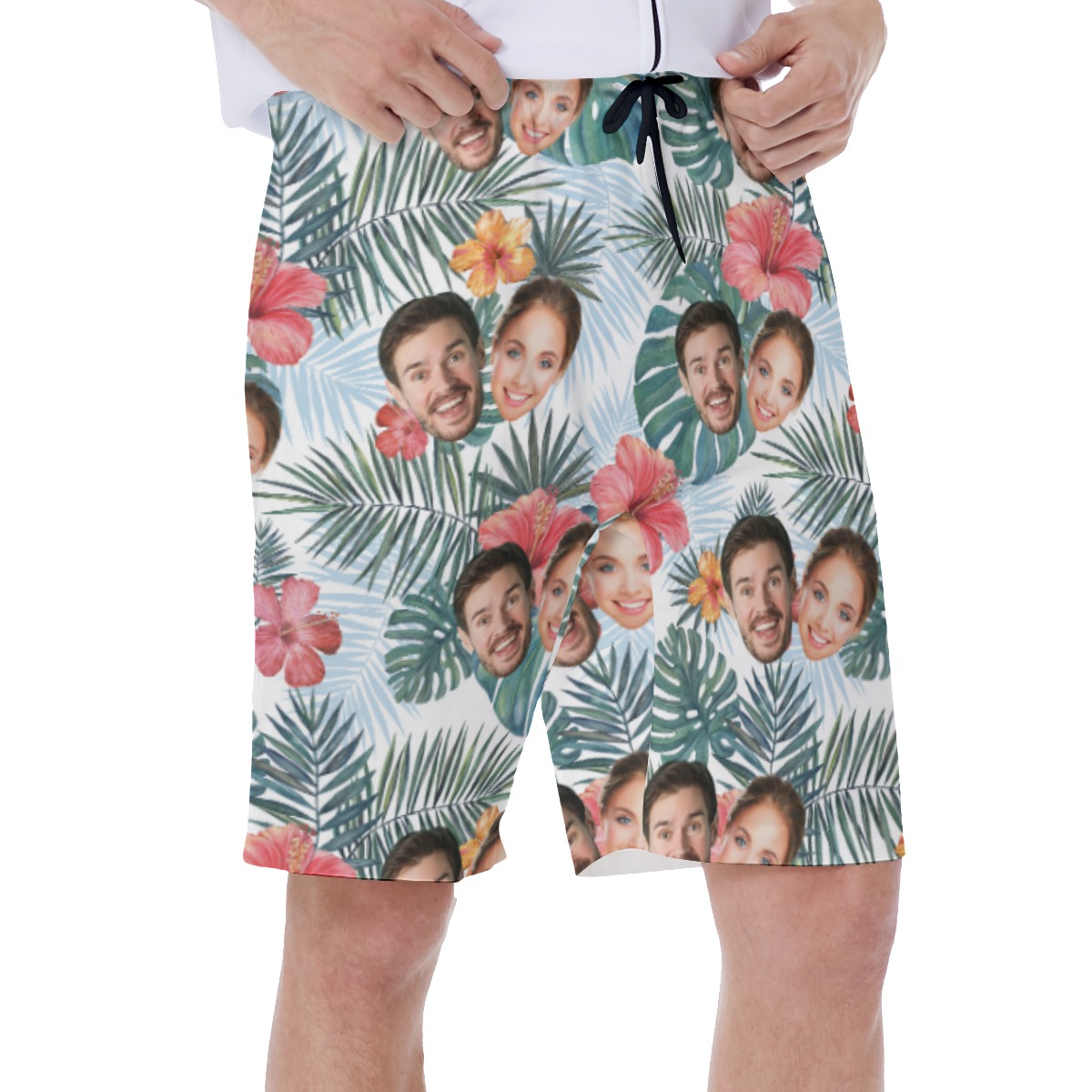 Floral Custom Face Beach Shorts For Men