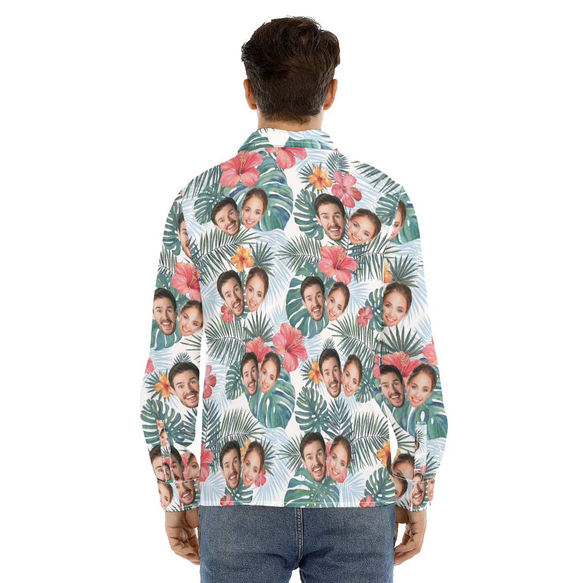 Custom Multiple Faces Long Sleeve Button Up Shirt