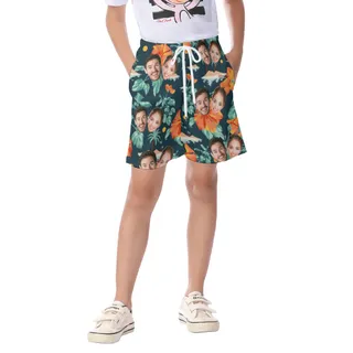 Funny Custom 2 Faces Hawaiian Shorts For Kids