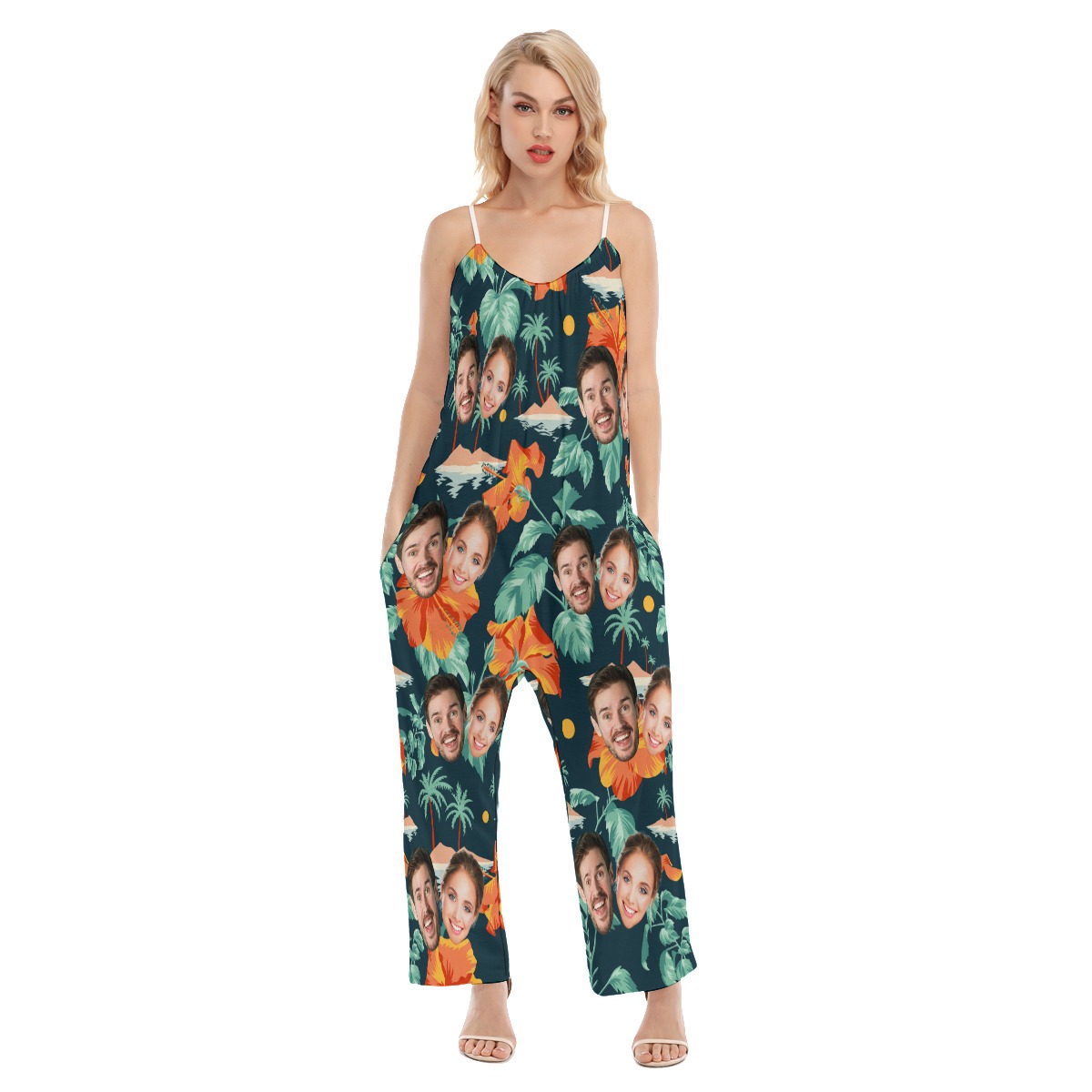 Funny Custom 2 Faces Hawaiian Loose Jumpsuit For Women - variant image 1