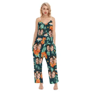 Funny Custom 2 Faces Hawaiian Loose Jumpsuit For Women