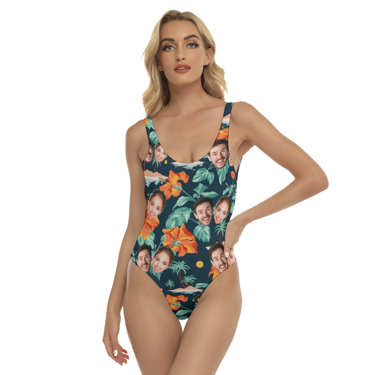 Custom 2 Faces Swimsuit For Couples - variant image 1