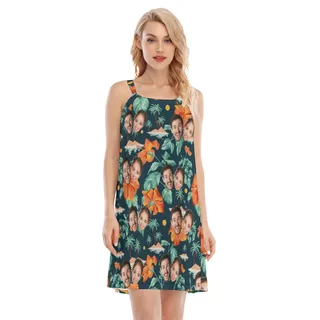 Custom 2 Faces Tropical Cami Dress