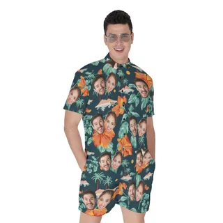 Custom 2 Faces Men's Tropical Romper