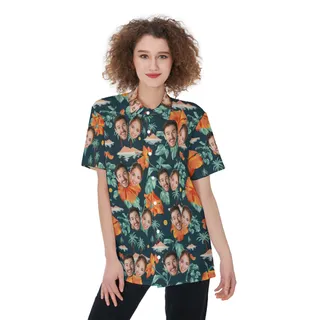 Custom 2 Faces Couple Hawaiian Shirt