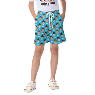 Cool Custom Faces With Name Kid's Hawaiian Shorts