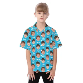 Cute Custom Face With Name Hawaiian Shirt For Kids