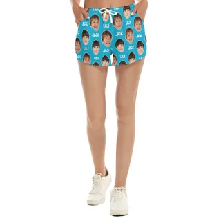 Funny Custom Hawaiian Beach Shorts For Women With Name And Face