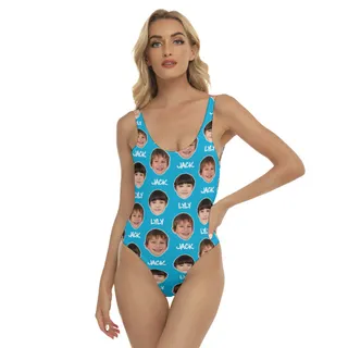 Funny Custom Hawaiian Swimsuit With Name And Faces