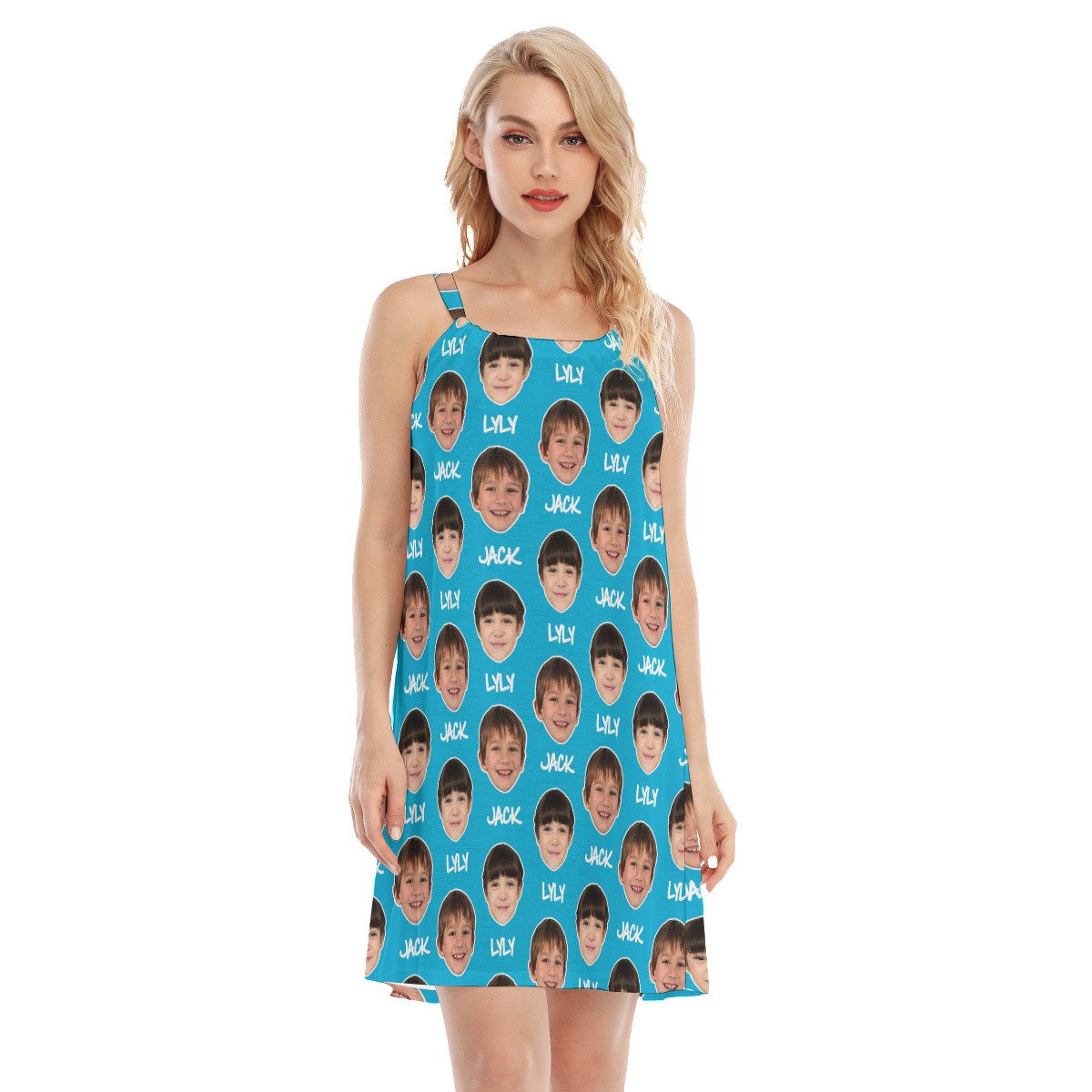 Funny Custom Face With Name Hawaiian Summer Dress For Women - variant image 1