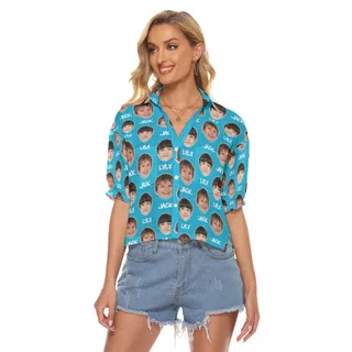 Unique Personalized Hawaiian Crop Top Shirt With Name And Face