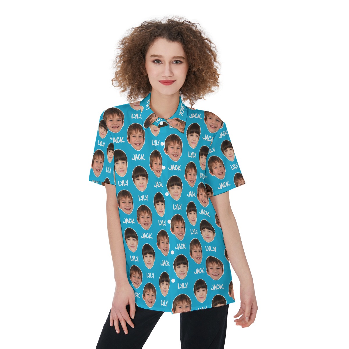 Funny Custom Women's Hawaiian Shirt With Face And Name - variant image 1