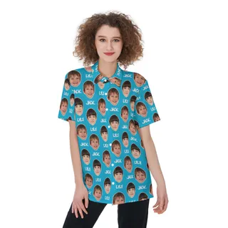 Funny Custom Women's Hawaiian Shirt With Face And Name