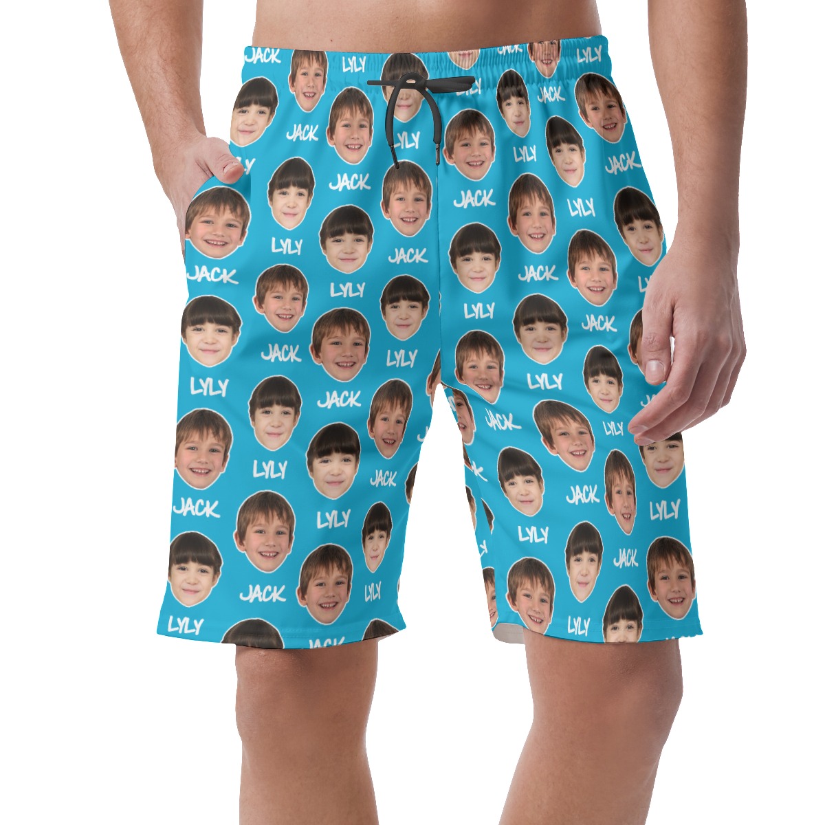 Funny Custom Name And Face Summer Beach Shorts For Men - variant image 1