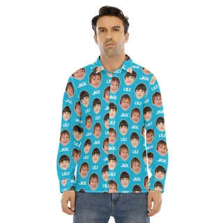 Unique Custom Face And Name Hawaiian Long Sleeve Shirt