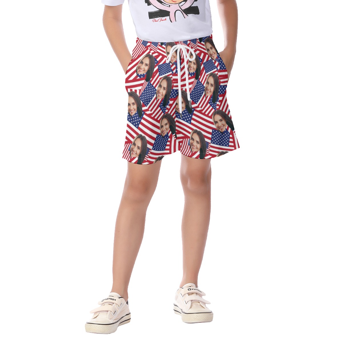 American Flag Custom Face Hawaiian Shorts For Kids - variant image 1