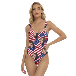 4th Of July Flag Custom Face Aloha Swimsuits For Women