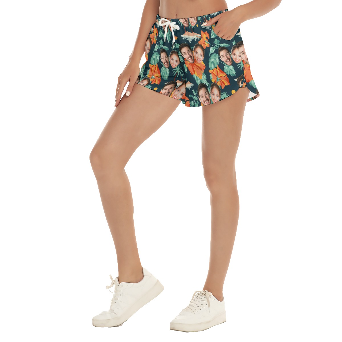 Funny Custom 2 Faces Hawaiian Shorts For Women