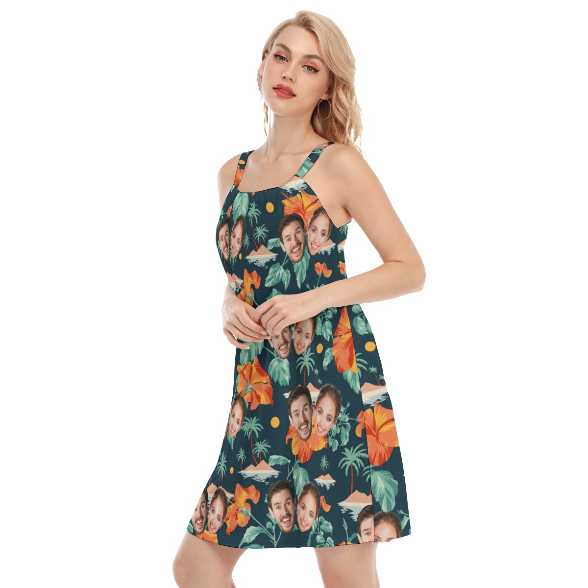 Custom 2 Faces Tropical Cami Dress
