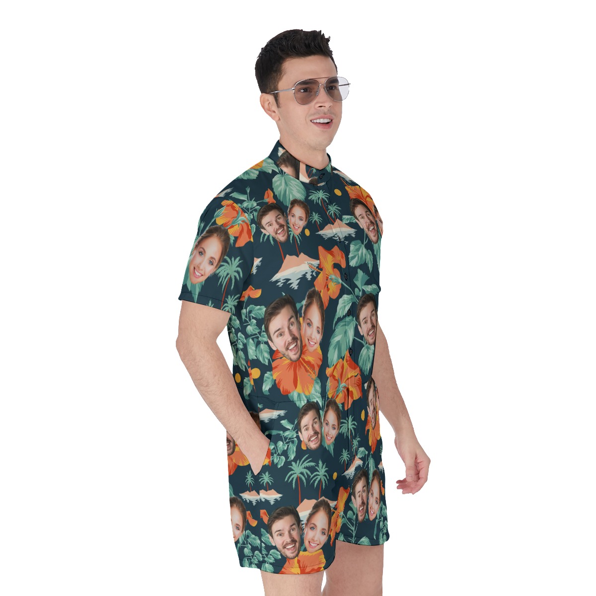 Custom 2 Faces Men's Tropical Romper