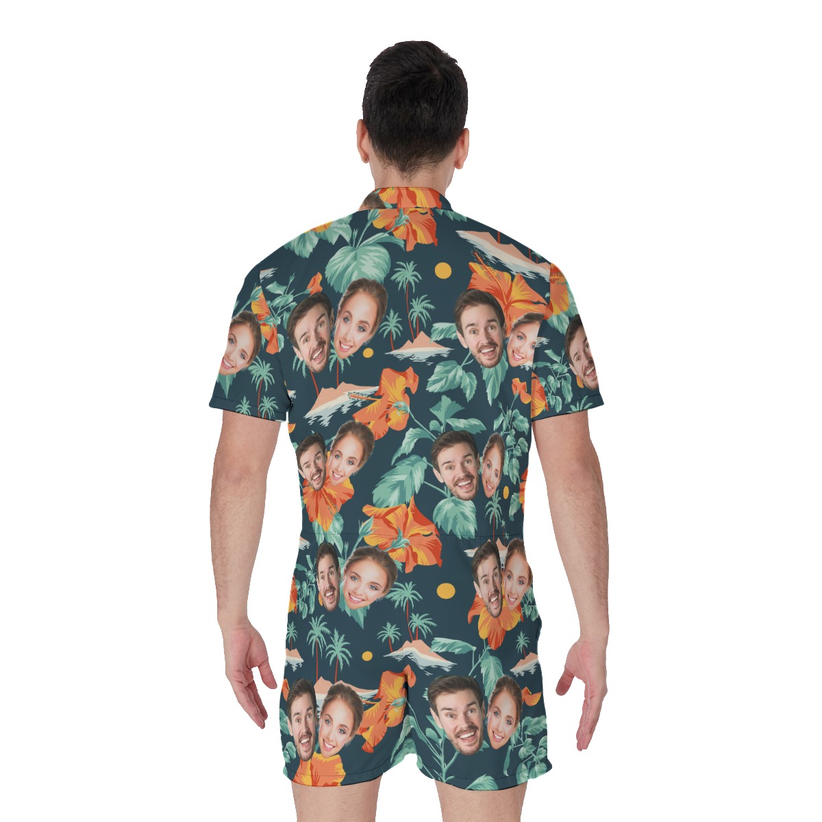 Custom 2 Faces Men's Tropical Romper