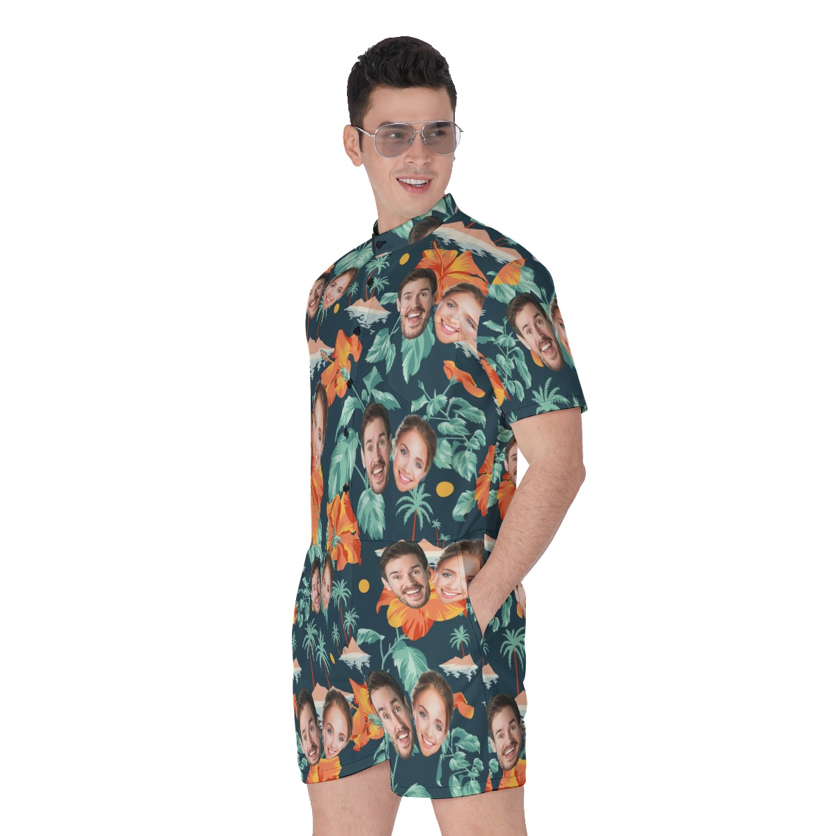 Custom 2 Faces Men's Tropical Romper