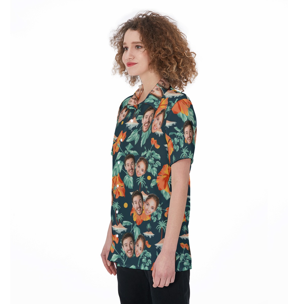 Custom 2 Faces Couple Hawaiian Shirt