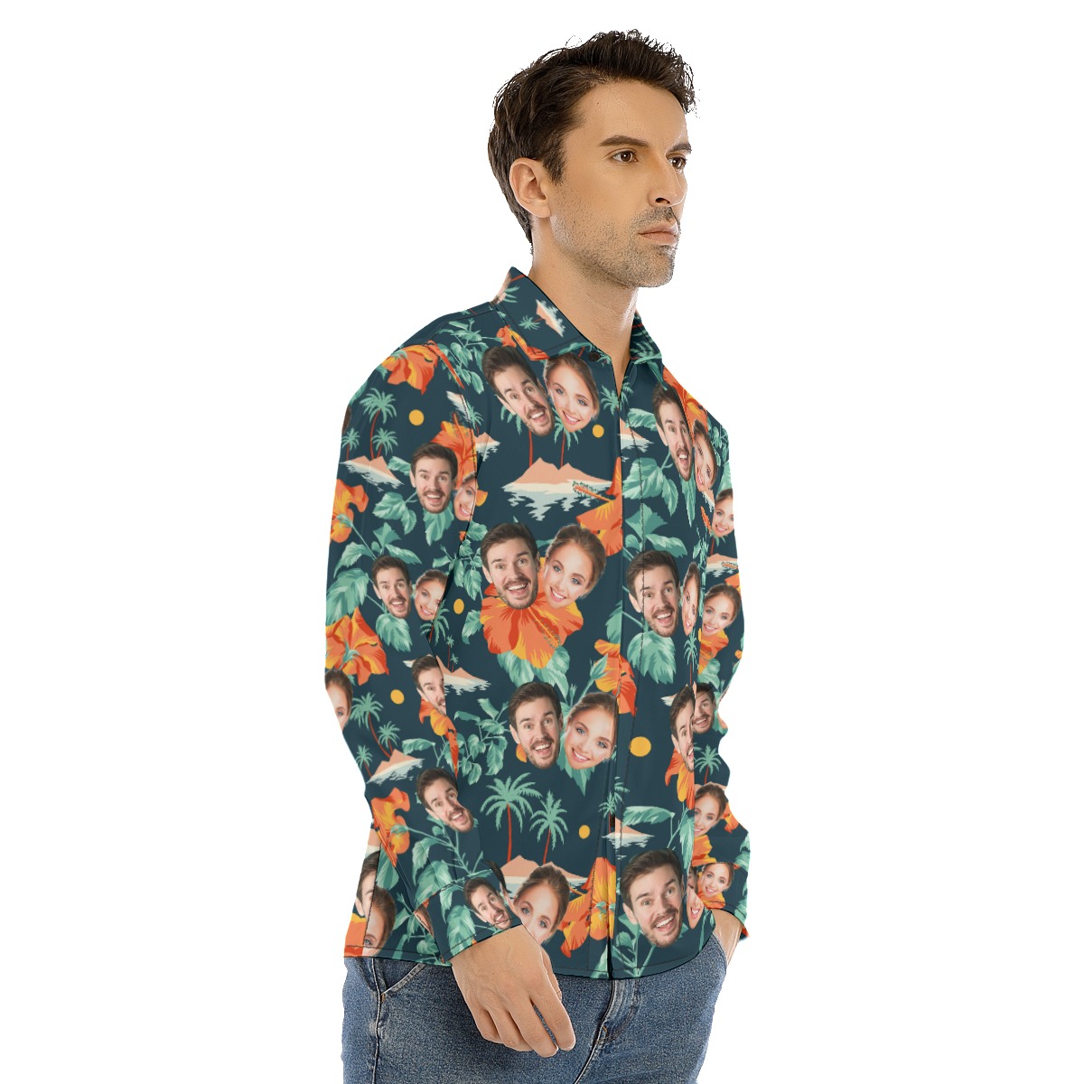 Custom Long Sleeve Hawaiian Shirt With 2 Faces